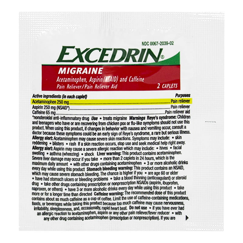 Excedrin® Migraine – 2 Tablets, Case of 50 Packs