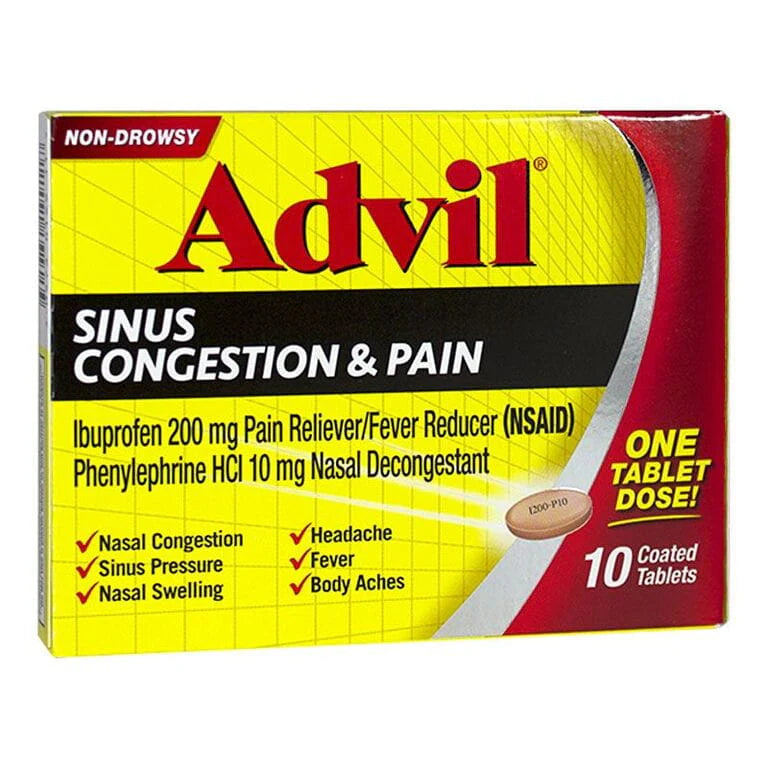Advil® Sinus Congestion & Pain – 10 Caplets per Box, Case of 30