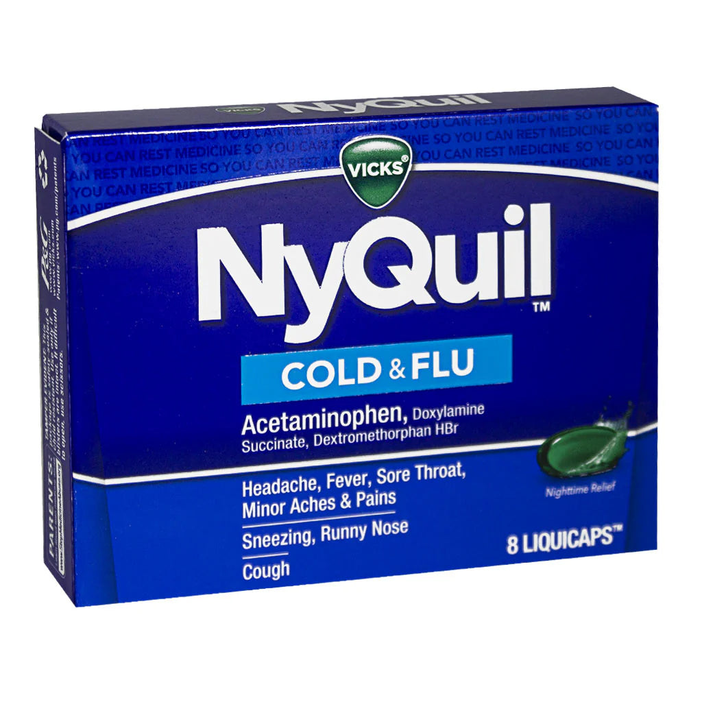 NyQuil® Cold & Flu Relief – 8 Caplets Per Box, Case of 36 Boxes