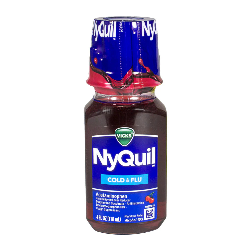 VICKS® NyQuil Cold & Flu Relief – 4 oz Bottle, 16 Bottles per case