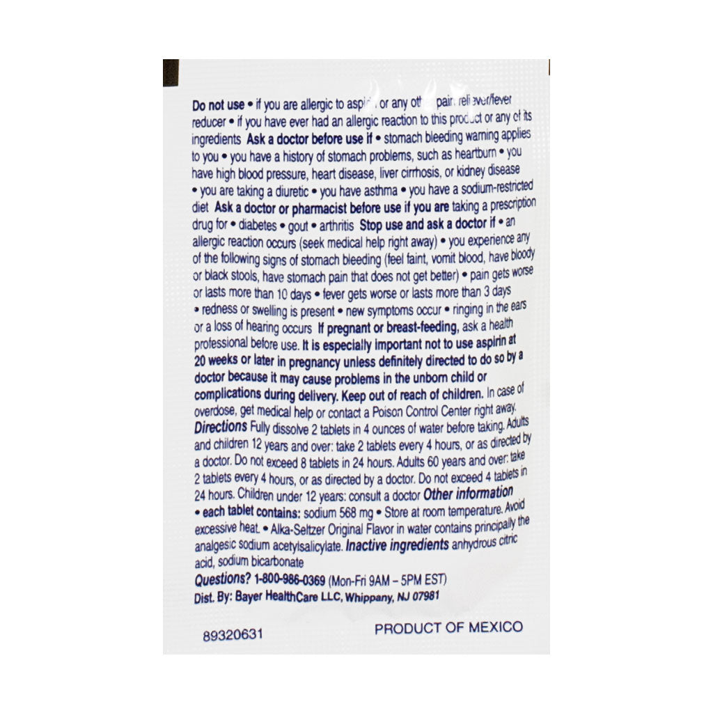 Alka-Seltzer Pain Relief - Card of 4 wellness vending machine university campuses, workplaces