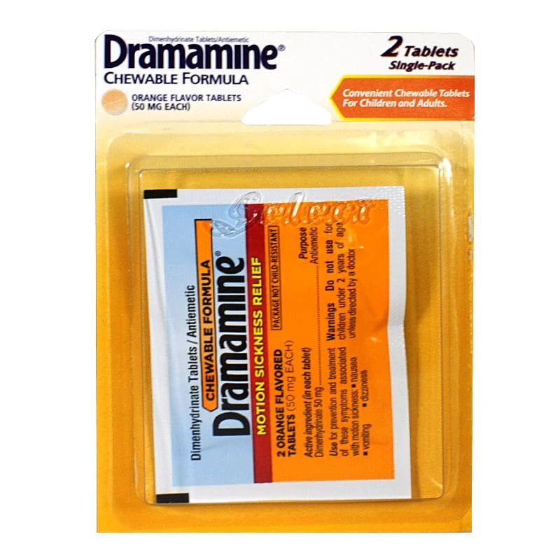 Dramamine® Motion Sickness Relief Tablets – 2 Count, Case of 36 Packs