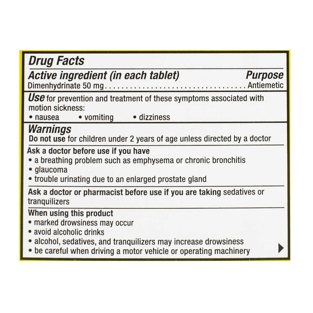 Dramamine® Motion Sickness Relief Chewables – 8 Count, Case of 18 Boxes