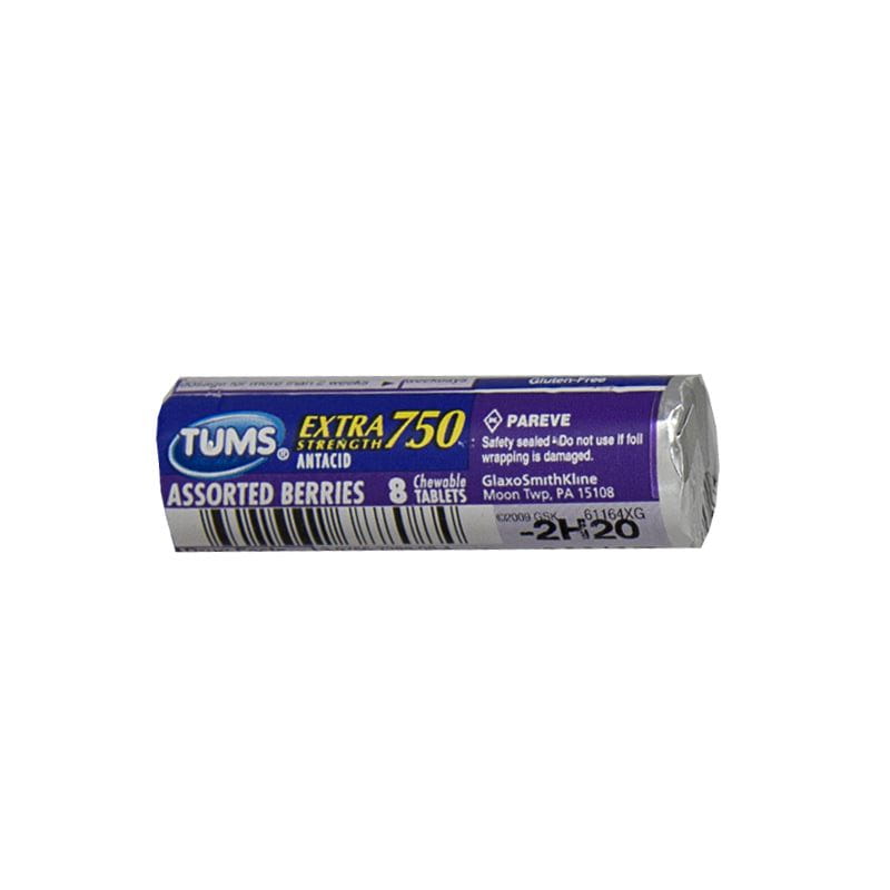 Tums EX 750 Assorted Berries Antacid - Roll of 8 wellness vending machine