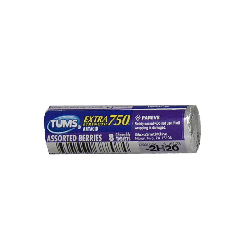 Tums® EX 750 Assorted Berries Antacid – Roll of 8, Case of 24 Rolls