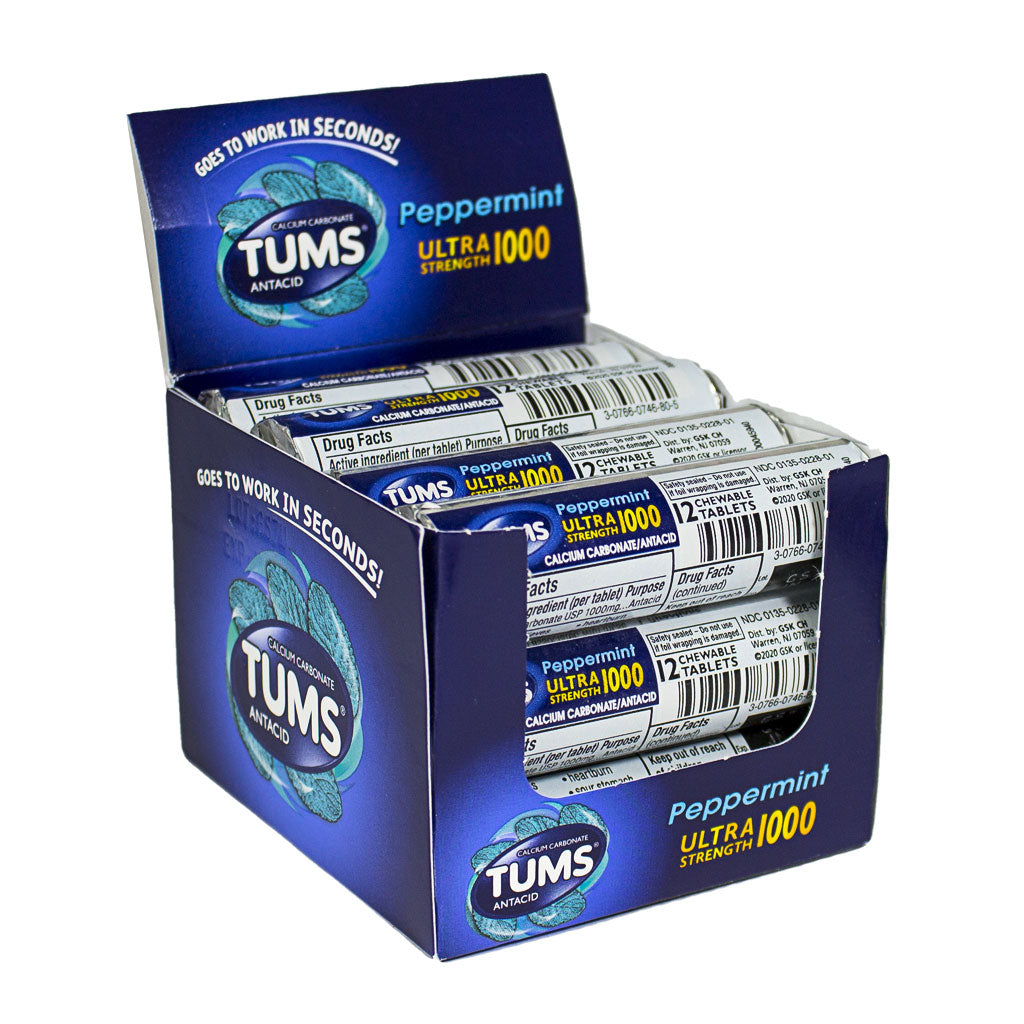 Tums Ultra Strength Peppermint - Roll of 12 wellness vending machine university campuses