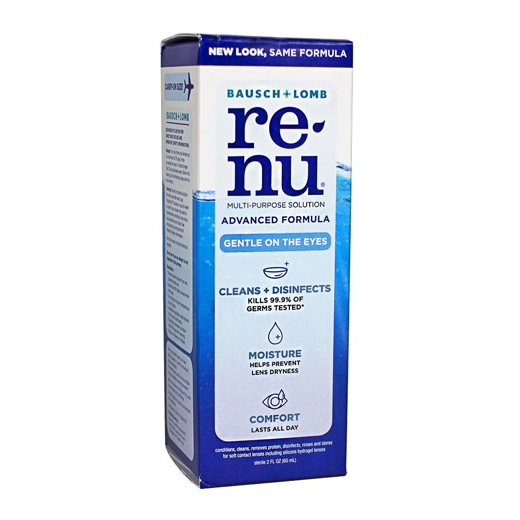 Bausch + Lomb ReNu Contact Solution 2 oz bottle – contact lens care for college wellness vending machines