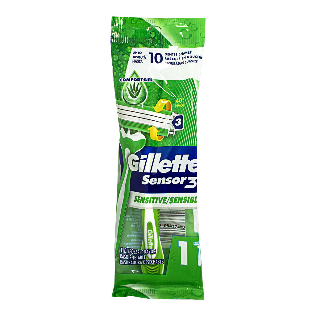 Gillette Sensor 3 Sensitive Men's Disposable Razors - Pack of 1 wellness vending machine