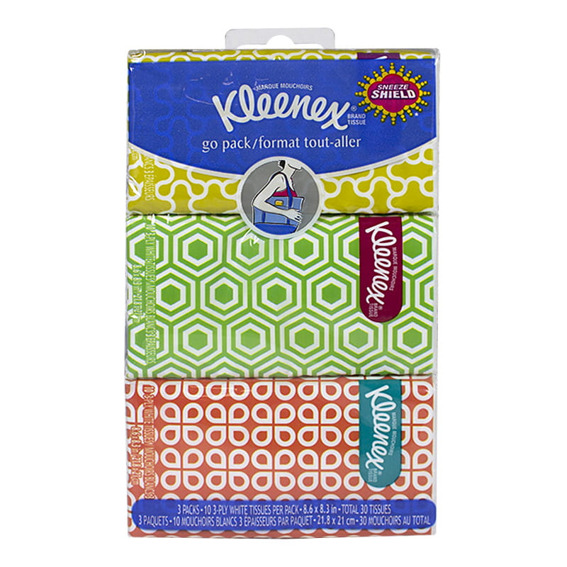 Kleenex Pocket Pack Tissues Hangable - 3 Packs of 10 wellness vending machine