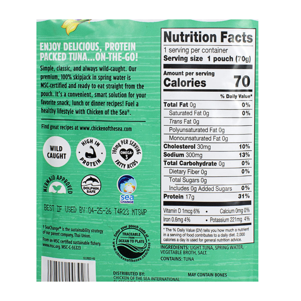 Chicken of the Sea Light Tuna - 2.5 oz. pouch wellness vending machine university campuses