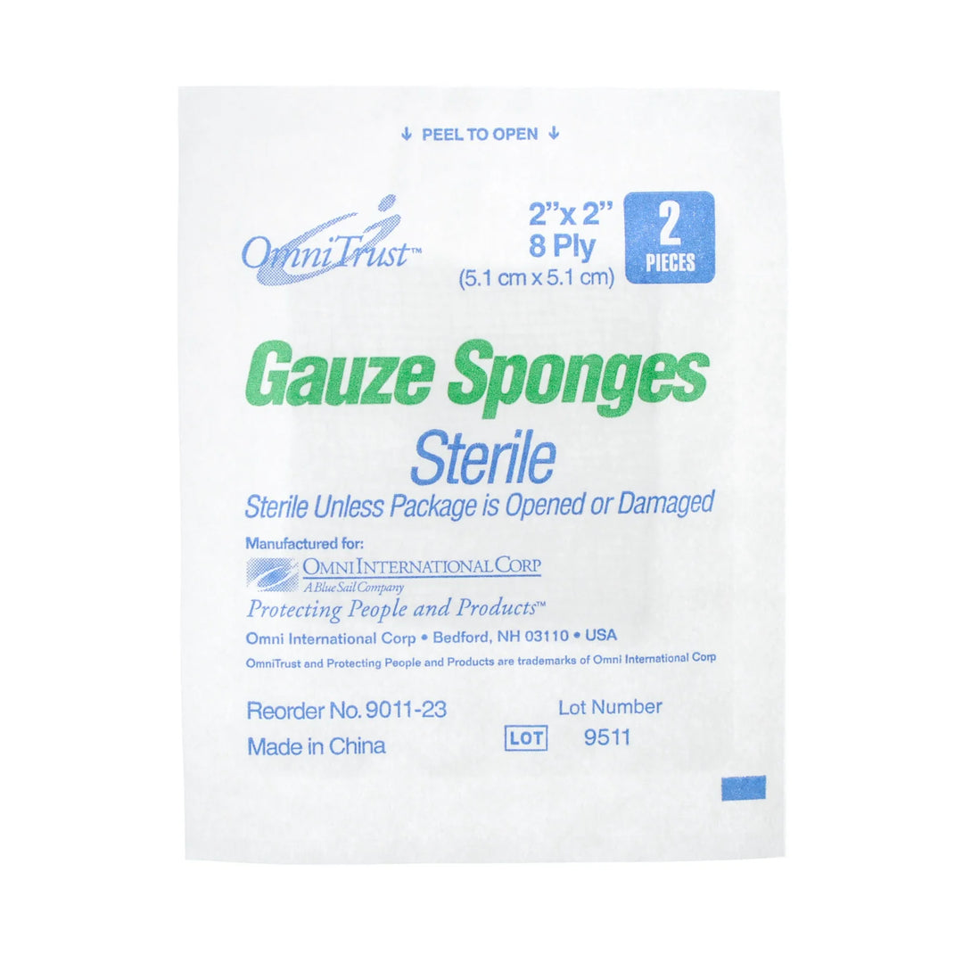 OMNITRUST Sterile Gauze Pads – 2" x 2", 12-Ply