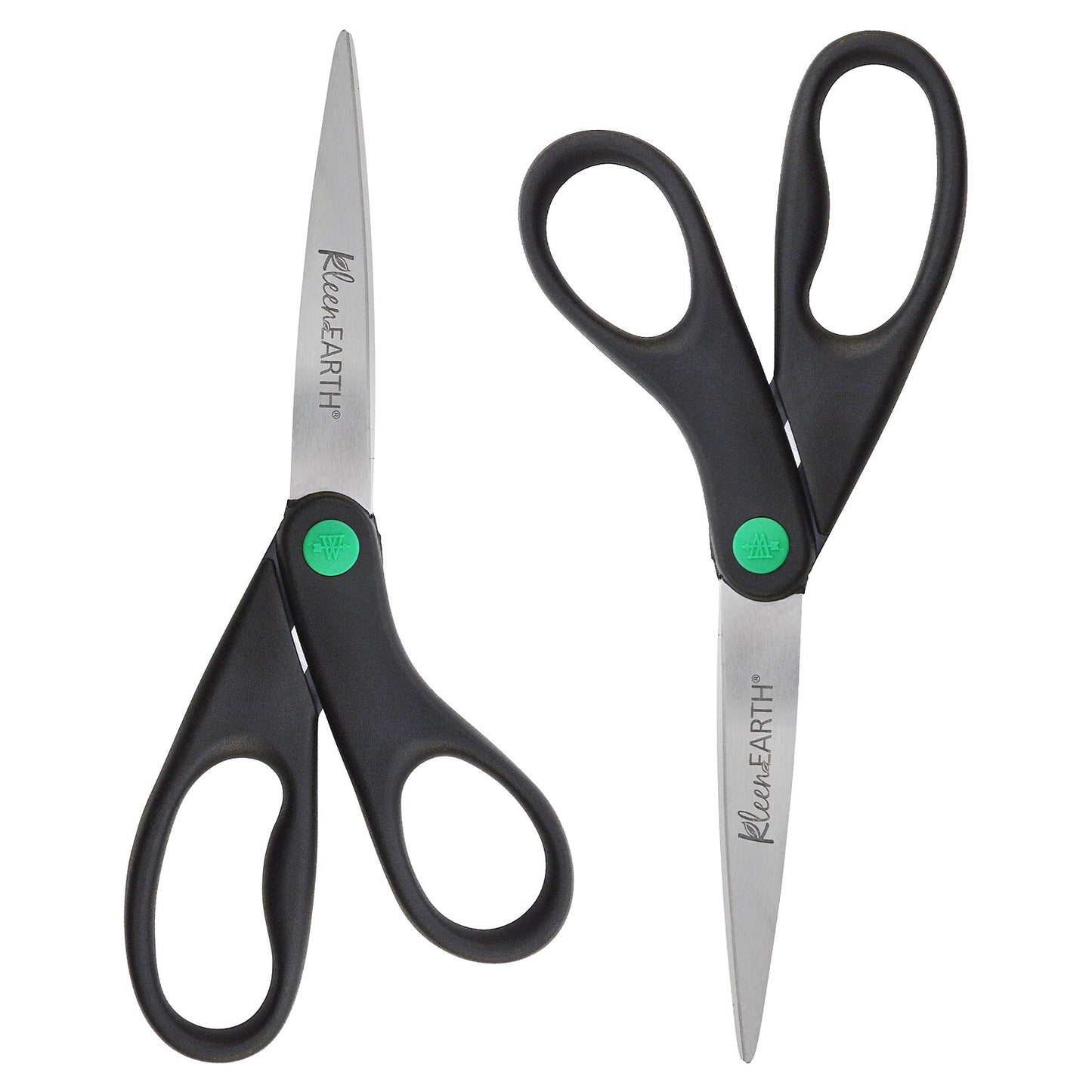 Westcott KleenEarth® Straight Scissors, 8", Black, 2/pk