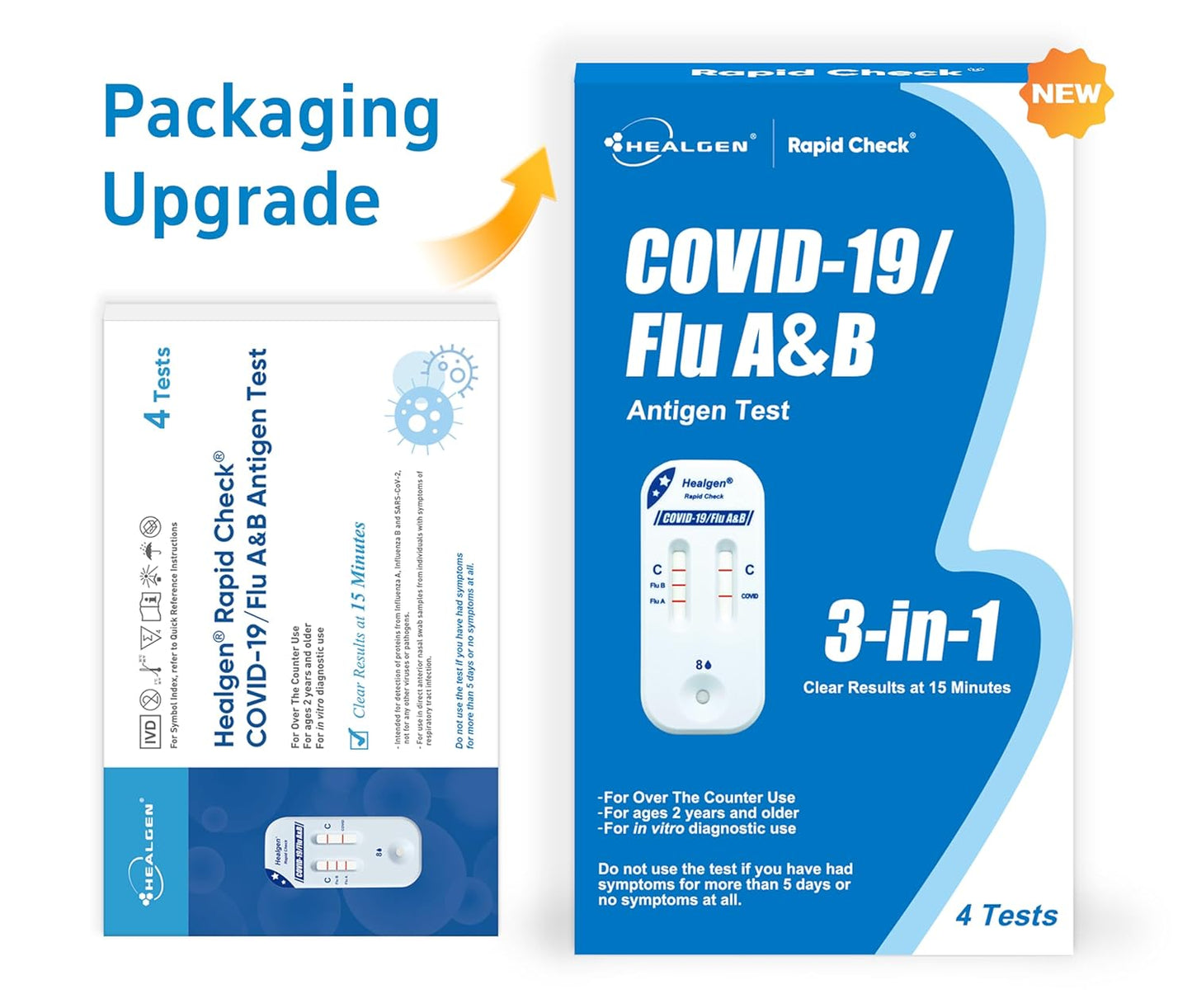 Rapid Check At-Home COVID Flu Test 4-Pack FDA OTC