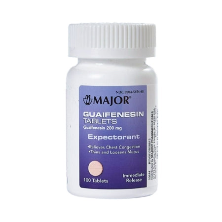 Major Pharmaceuticals Cold & Cough Tablets Guaifenesin 200 mg, 100‑count