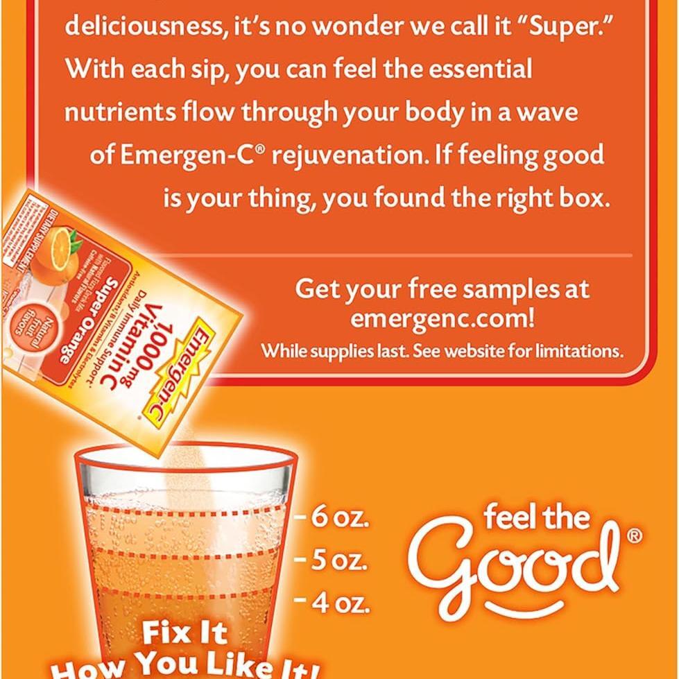EMERGEN-C® Vitamin C Supplement Powder Super Orange Flavor, 360 packets per box