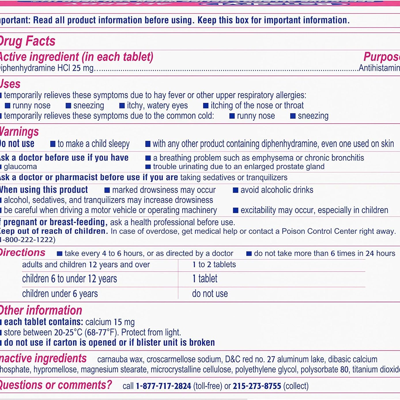 Benadryl® Allergy Ultratabs® Tablets 24 count box, 24 boxes per case