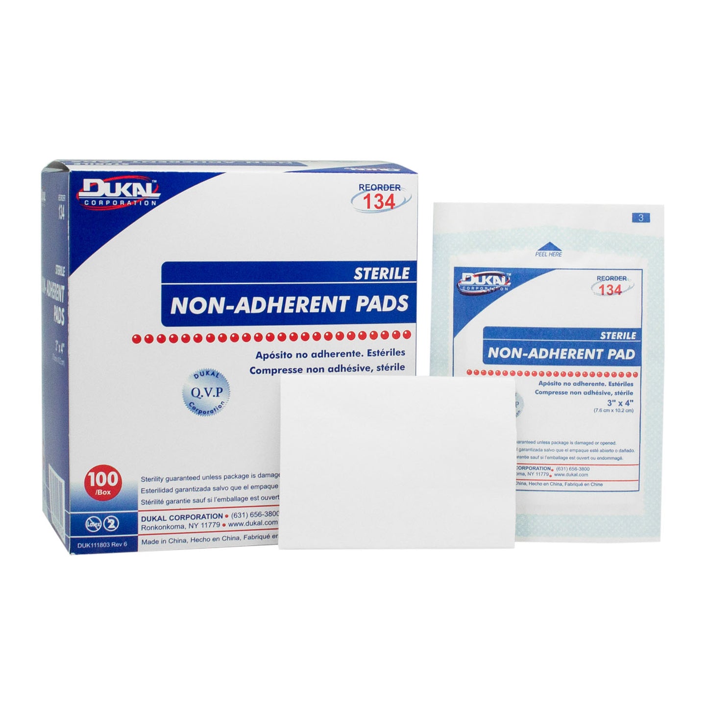 DUKAL Non-Adherent Pads – Sterile, 3" x 4"