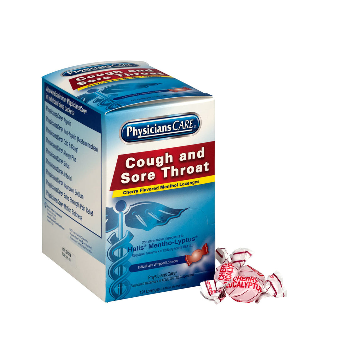 PhysiciansCare Cough Throat Lozenges Cherry Flavor, 125 Pack