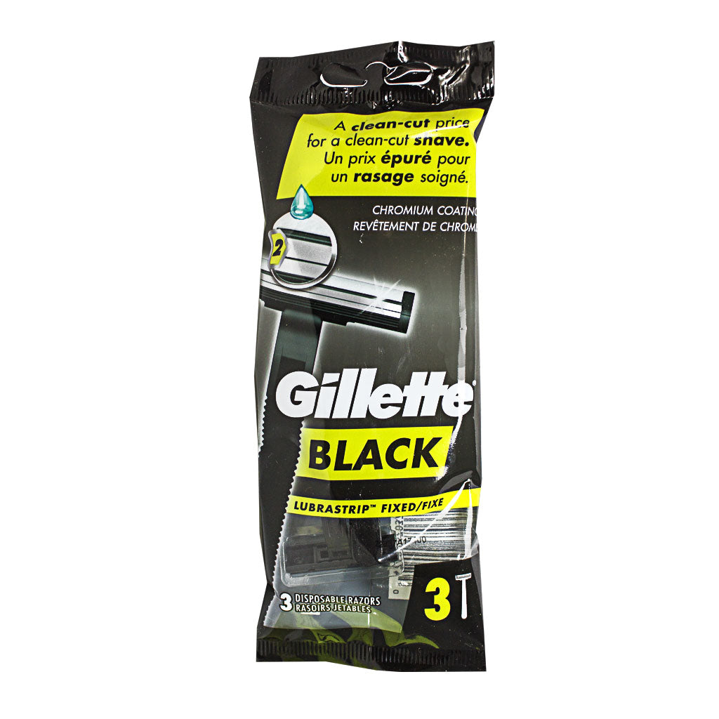 Gillette Black Fixed Handle Men's Disposable Razor - Pack of 3 wellness vending machine