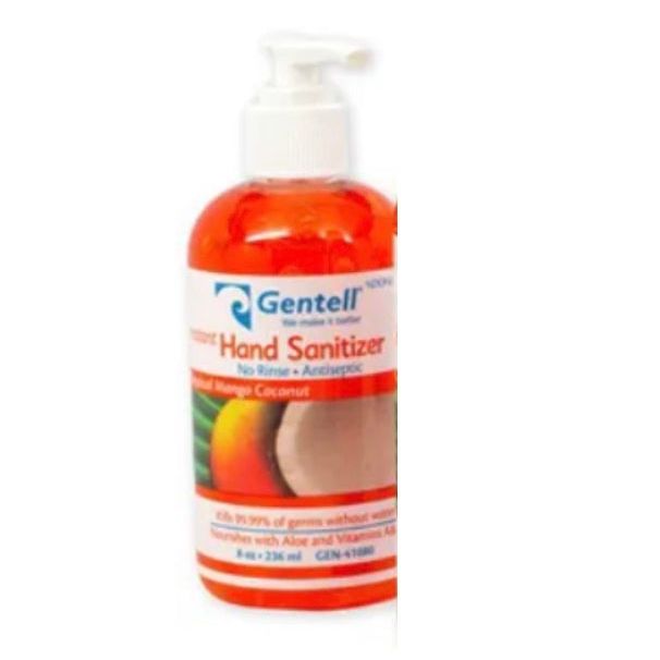 Gentell Instant Hand Sanitizer – Wild Berry or Mango Coconut Scent, 8 oz Pump Bottle (12 per case)