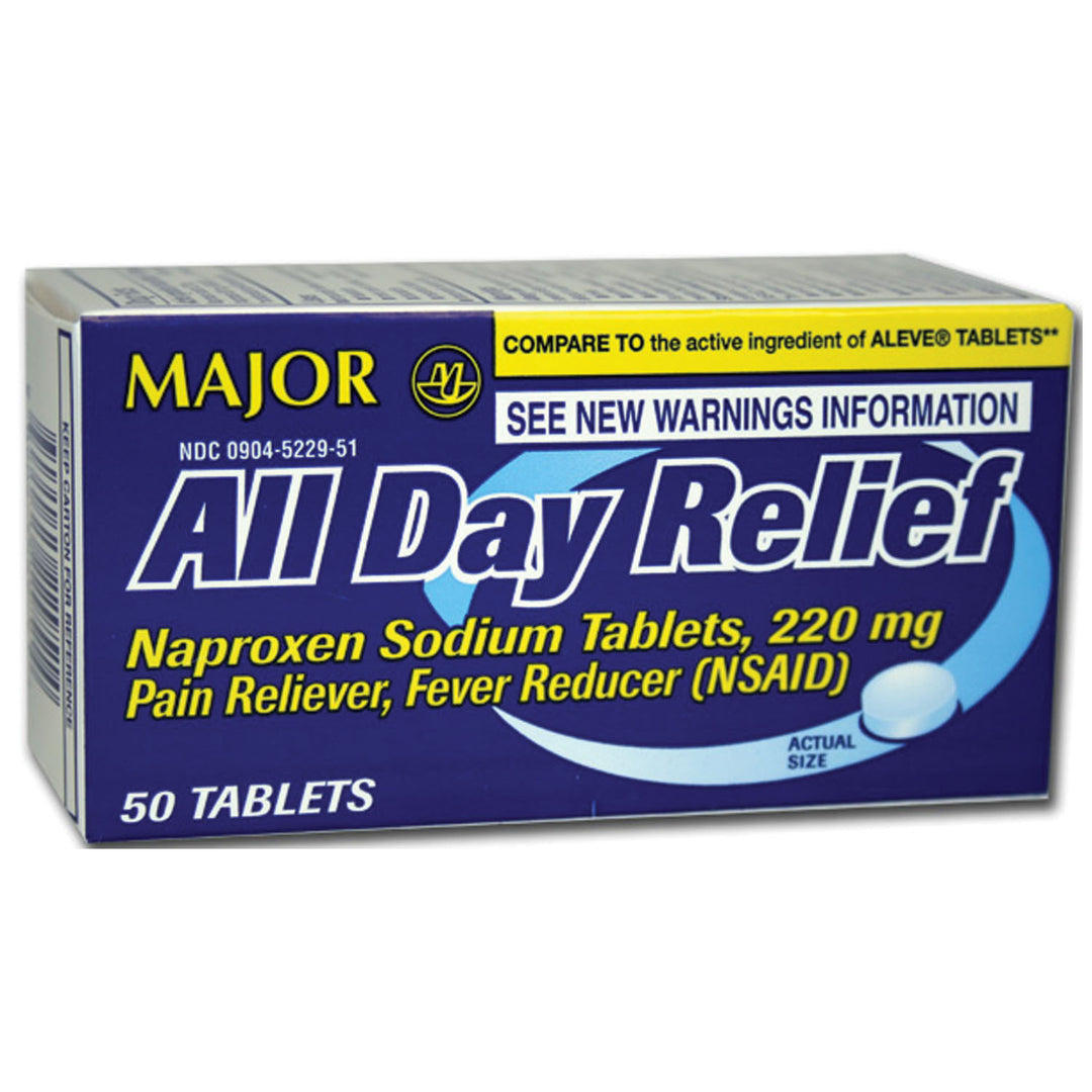 Major Analgesic Tablets Naproxen Sodium 220 mg, Compare to Aleve® 24 Bottles