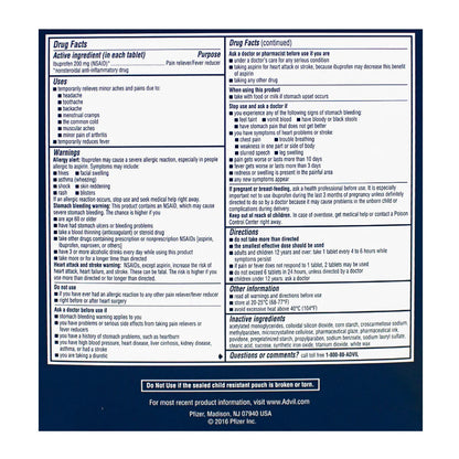 Advil® Ibuprofen – 2 Tablets, Case of 50 Packs