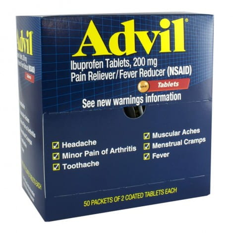 Advil® Ibuprofen – 2 Tablets, Case of 50 Packs