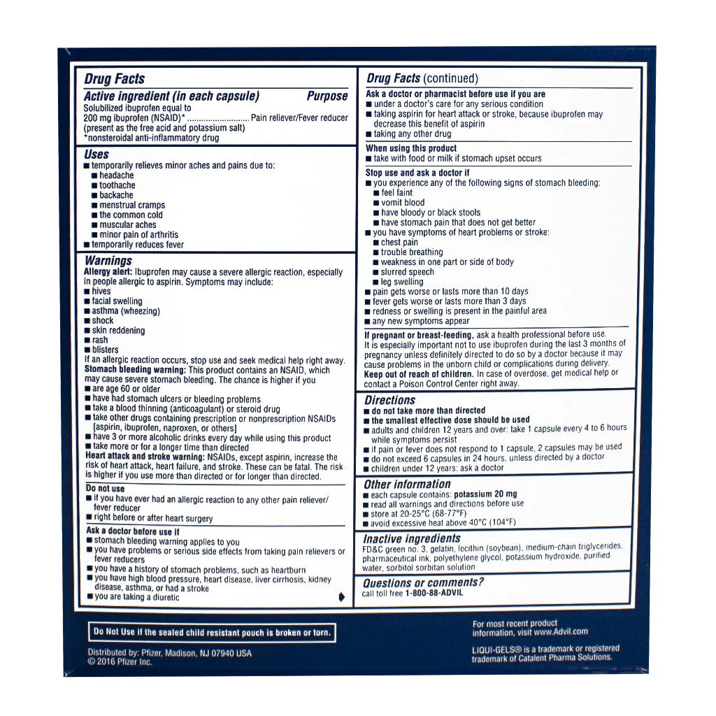 Advil® Liqui-Gels – 2 Count, Case of 50 Packs
