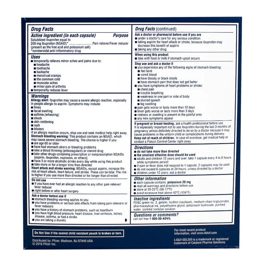 Advil® Liqui-Gels – 2 Count, Case of 50 Packs
