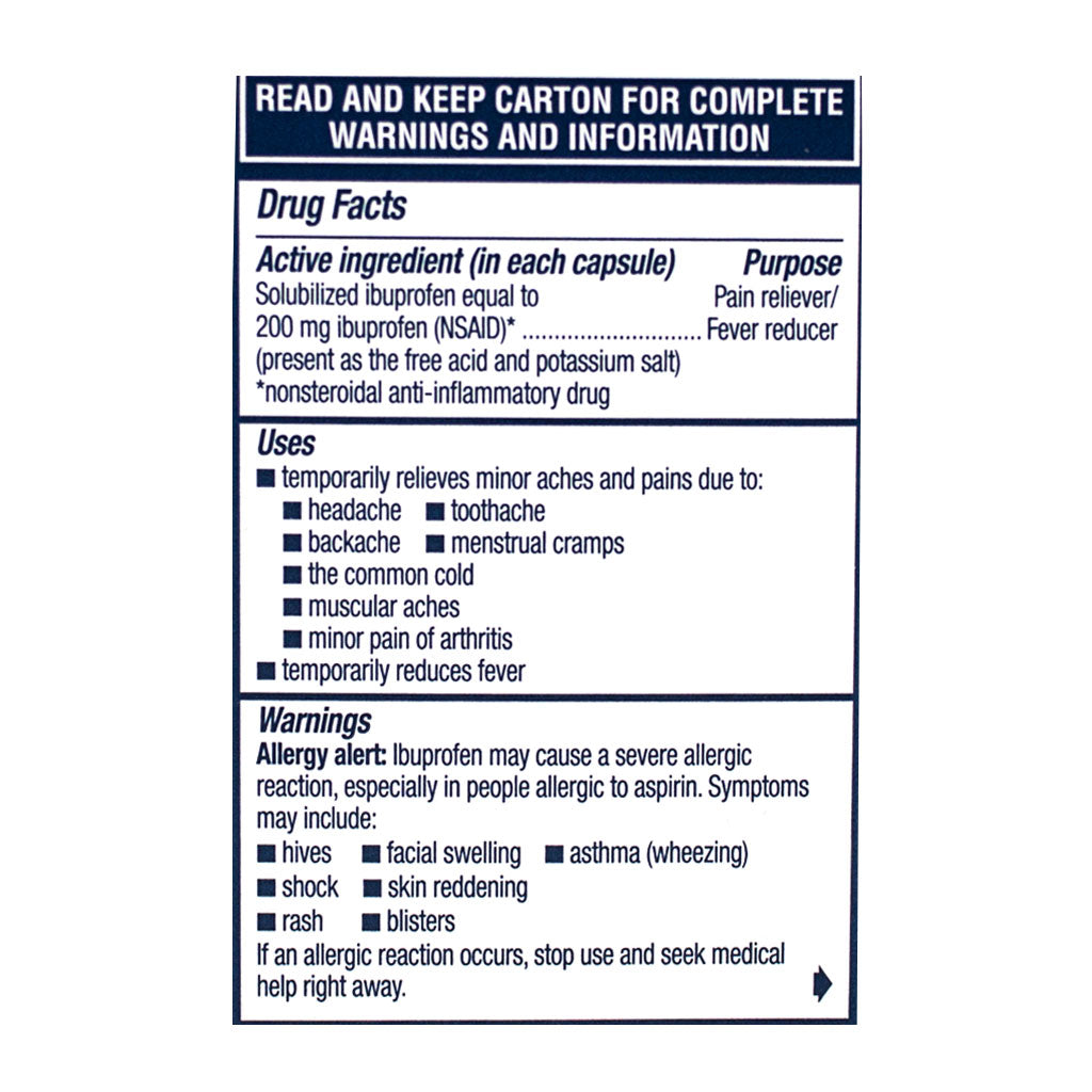 Advil Ibuprofen Liqui-Gels Box - Box of 20 wellness vending machine university campuses, workplaces, airports
