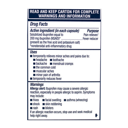 Advil Ibuprofen Liqui-Gels Box - Box of 20 wellness vending machine university campuses, workplaces, airports