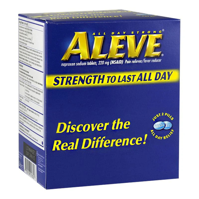 Aleve® Naproxen Sodium – 1 Tablet, Case of 50 Packs