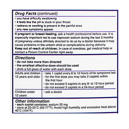 Aleve® Naproxen Sodium Tablets – 2 Count, Case of 36 Packs