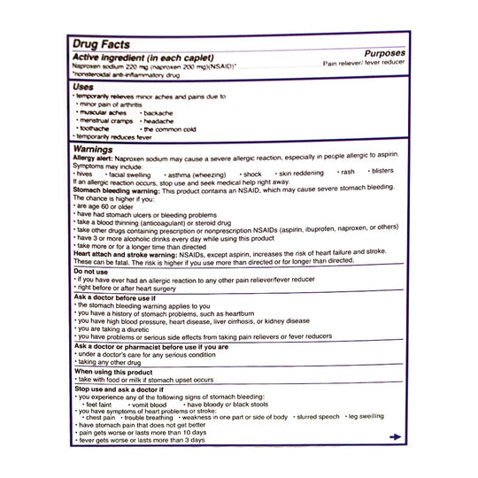 Aleve® Naproxen Sodium Tablets – 2 Count, Case of 36 Packs