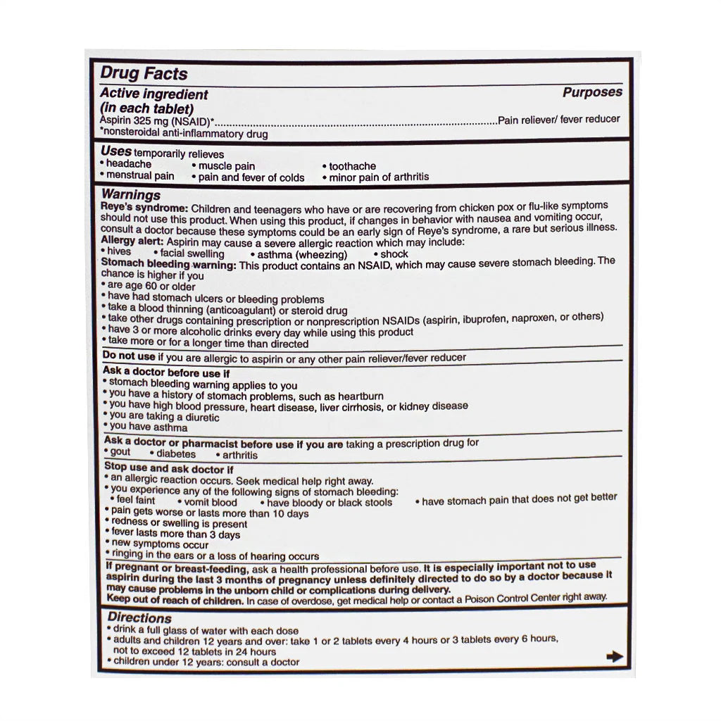 Bayer® Aspirin – Card of 4, Case of 36 Packs