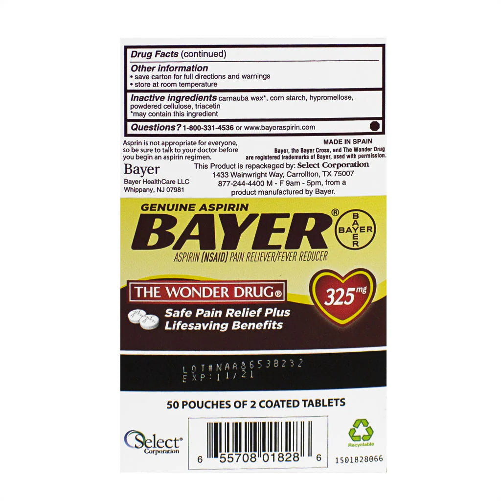 Bayer® Aspirin – Card of 4, Case of 36 Packs