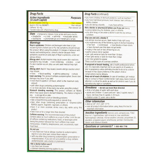 Excedrin® Extra Strength Headache – 2 Tablets, Case of 50 Packs