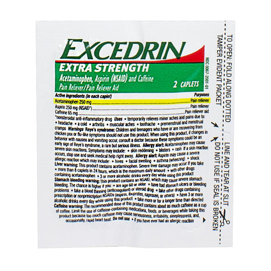 Excedrin® Extra Strength Headache – 2 Tablets, Case of 50 Packs