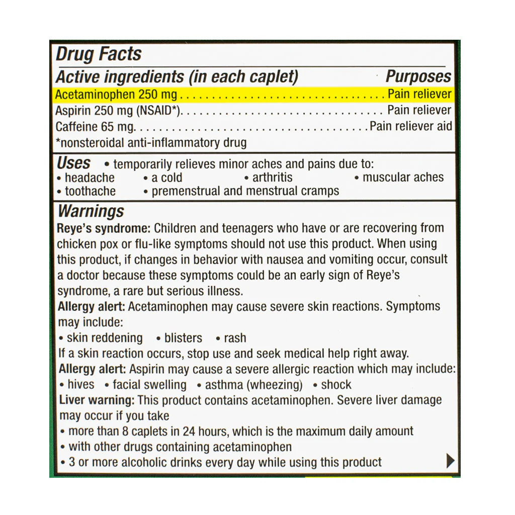 Excedrin® Extra Strength Headache– 4 Tablet Box, Case of 36