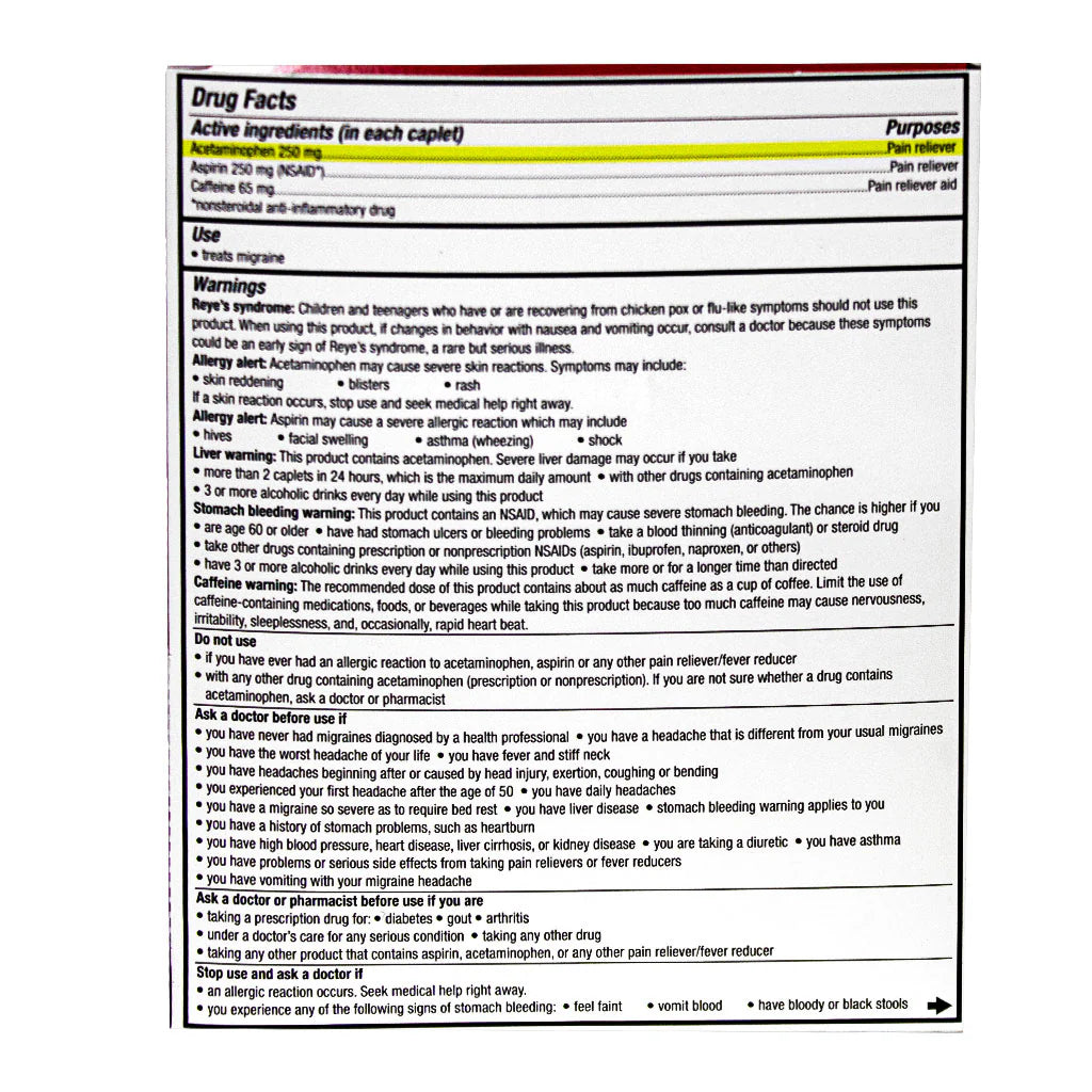 Excedrin® Migraine – 2 Tablets, Case of 50 Packs