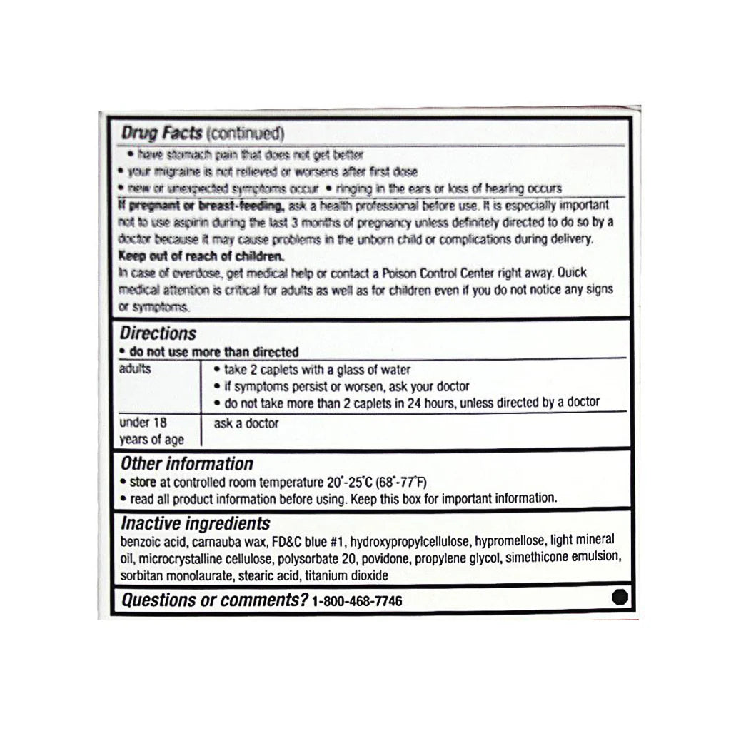 Excedrin® Migraine Pain Relief – 4 Count, Case of 36 Packs