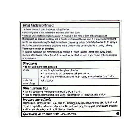 Excedrin® Migraine Pain Relief – 4 Count, Case of 36 Packs
