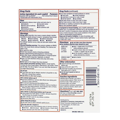 Motrin® Ibuprofen – 4 Tablets, Card of 4, Case of 36