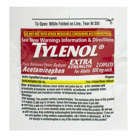 TYLENOL® Extra Strength Caplets – 500 mg, 2-Caplet Packets