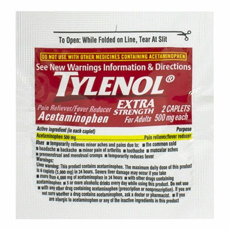 Tylenol Extra Strength 2-caplet vending pack – pain and fever relief for college wellness vending