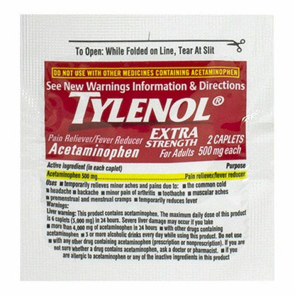 Tylenol Extra Strength 2-caplet vending pack – pain and fever relief for college wellness vending