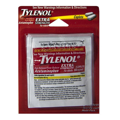 Tylenol® Extra Strength – Card of 4 Caplets, Case of 36 Packs