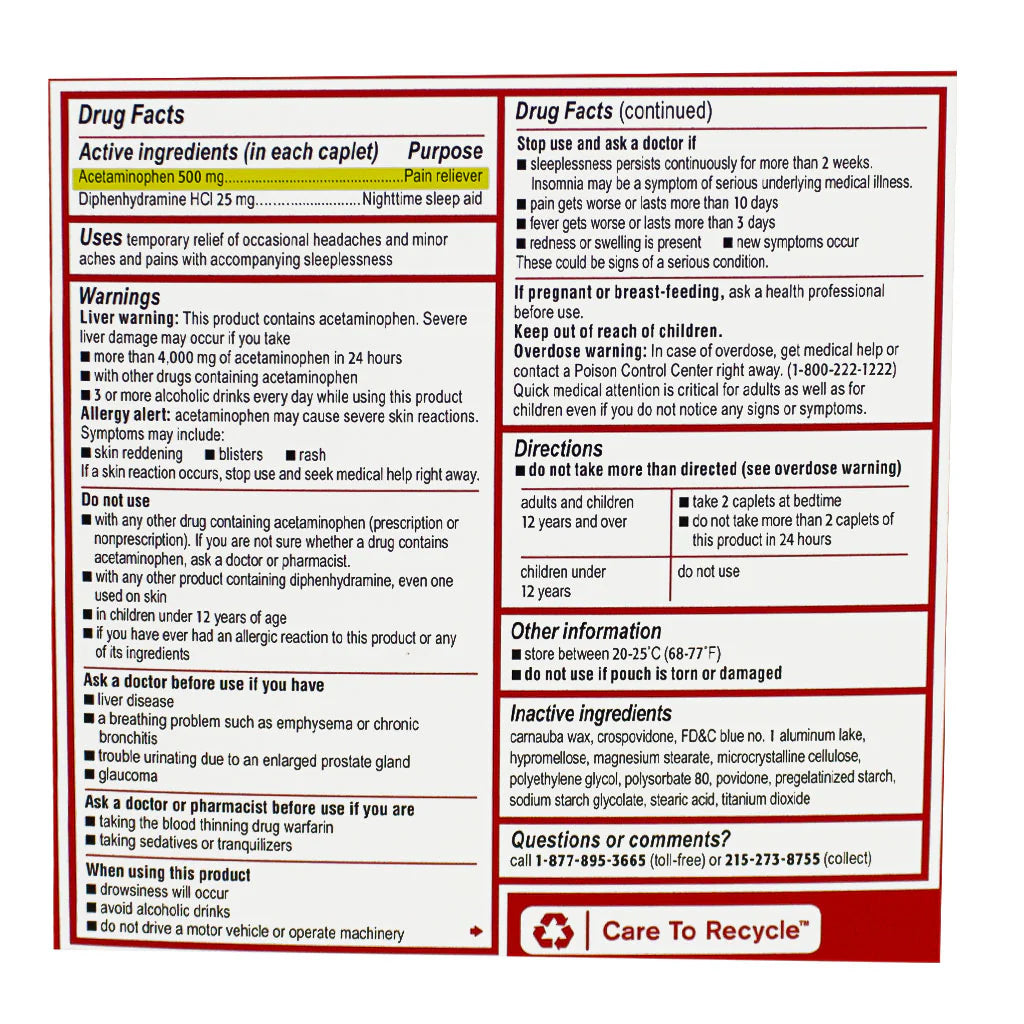 TYLENOL® PM Extra Strength Pain Reliever & Sleep Aid Go Packs – Case of 36 Go-Packs