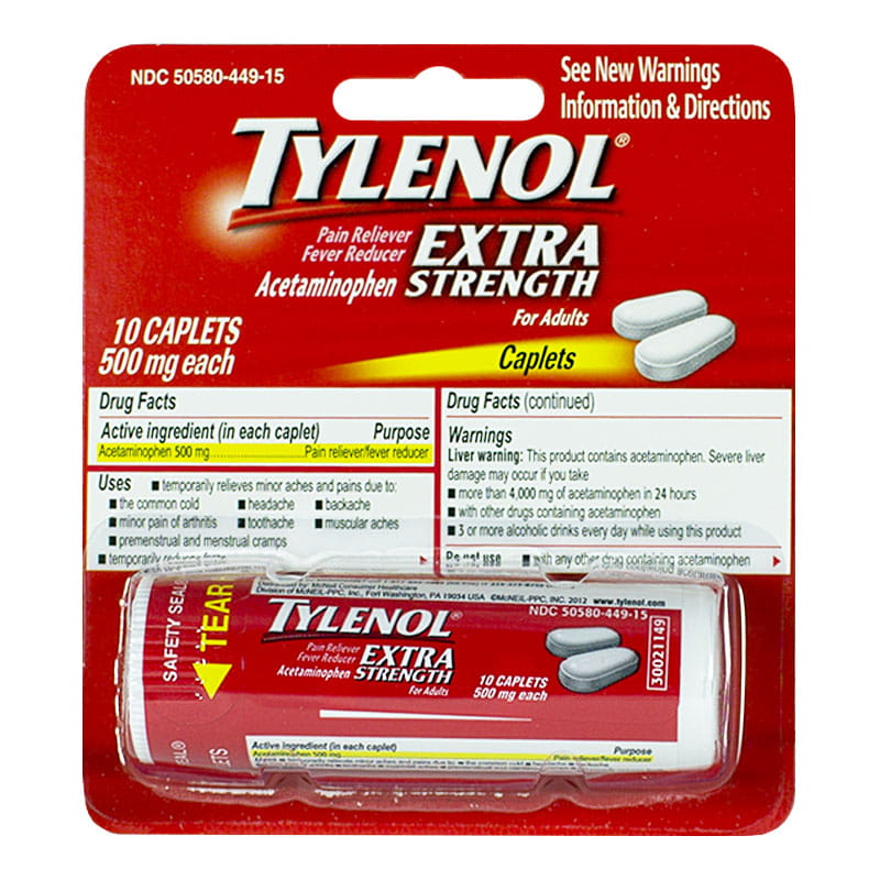 Tylenol Extra Strength Hanging Vial - Carded Vial of 10 wellness vending machine