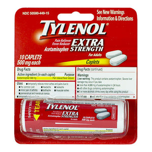 Tylenol Extra Strength Hanging Vial - Carded Vial of 10 wellness vending machine